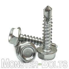 #12 Stainless Steel Self-Drilling Sheet Metal / TEK Screws, Hex Washer Head 410