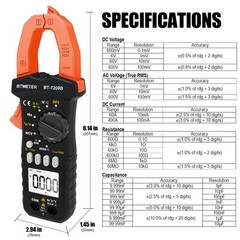 BTMETER Digital Clamp Meter TRMS Multimeter AC DC Volt Amp Ohm NCV Data Logging