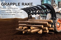 72″ Brush Root Rake Grapple Attachment For Bobcat Skid Steer