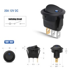 20Pcs/Kit Round Toggle Switch 12V 20A LED Light For Car Auto Boat ON/OFF Switch