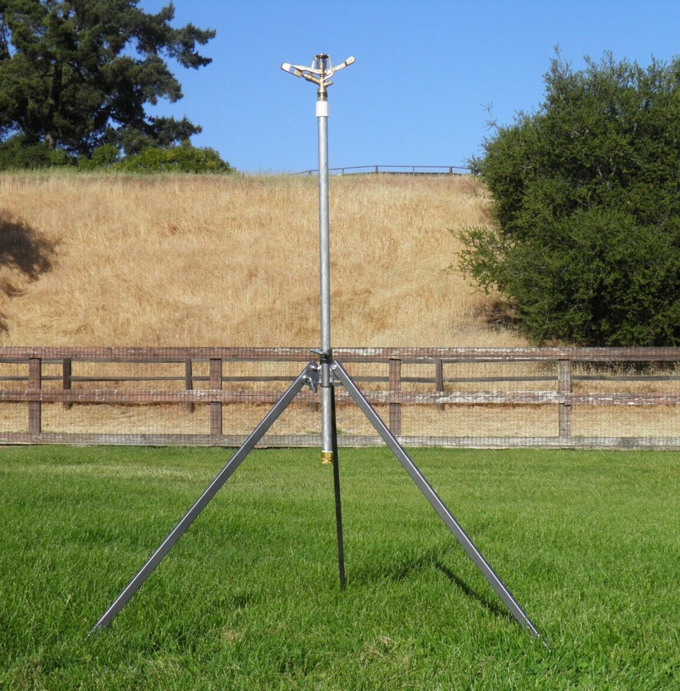 HEAVY DUTY TRIPOD W/ LONGEST THROW BRASS IMPACT SRINKLER FROM GARDEN HOSE 120FT!
