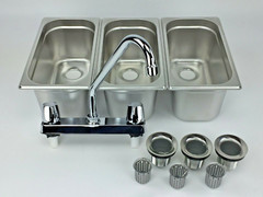 Concession Sink 3 Compartment Portable Stand Food Truck Trailer 3 Small w/Faucet