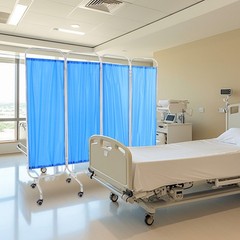 Blue Medical Privacy Screen Waterproof Oxford Cloth Privacy Screen With 8 Wheels