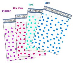 12″ x15″ All Color Exclusive Polka Dot FLAT POLY Mailers_w Kiss Lips Stickers