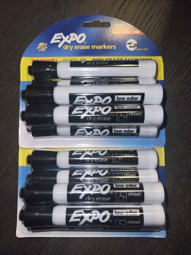 (2x) Expo Black Dry Erase Markers Chisel Tip 6ct