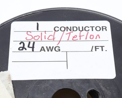 24AWG Solid Conductor Silver Plated Copper, PTFE Insulated Wire, Yellow, 100ft