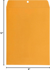 Clasp Kraft Envelopes for Documents, Gummed Mailing Envelope, 9″ x 12″, 100-Pack