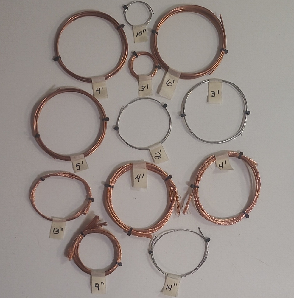 Copper Wire Coils Lot, bright and shiny Assorted Lengths w/ Tags