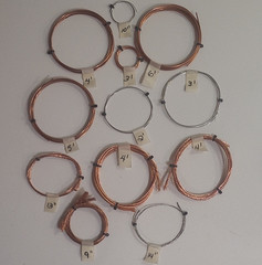 Copper Wire Coils Lot, bright and shiny Assorted Lengths w/ Tags