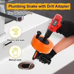 Drain Auger 50FT, Drain Snake with Drill Adapter, Plumbing Snake Clog Remover