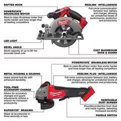 Milwaukee M18 FUEL 18V Lithium-Ion Brushless Cordless Kit w/ 2x 5.0 Ah Batteries