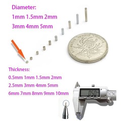 N35 Magnet Mini Magnets Dia. 1mm 1.5mm 2mm 3mm 4mm 5mm, Thick 0.5mm-10mm Magnet