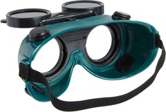 Adjustable Welding Safety Goggles with UV Coating & Dark Green Flip-Up Lenses