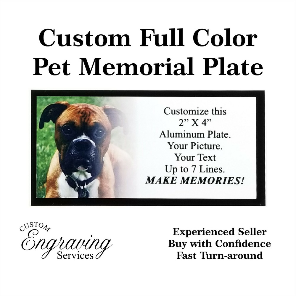 FULL COLOR PET MEMORIAL CUSTOM 2″x4″ ALUMINUM Tag Plaque Dog Cat