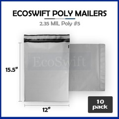 10 12×15.5 ECOSWIFT WHITE POLY MAILERS SHIPPING ENVELOPES BAGS