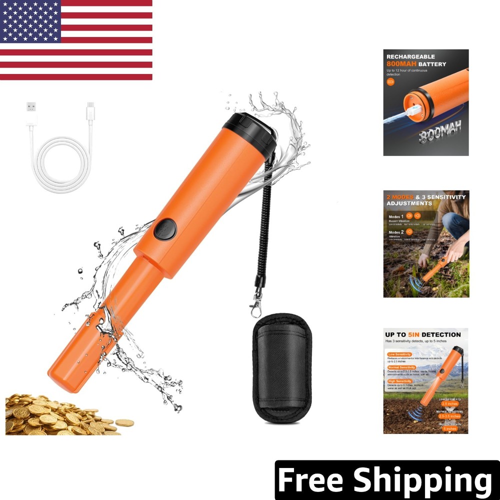 Versatile Metal Detector Pinpointer – 800mAh Rechargeable, Waterproof, Compact