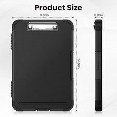 Reinforced Clipboard with Storage, Inner Plastic Folder Attached, Heavy Duty Pla