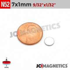 7mm x 1mm 9/32″x1/32 N52 Super Strong Disc Rare Earth Neodymium Magnets 7x1mm