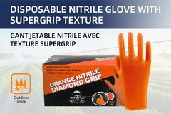 8 Mil Diamond Grip Nitrile Gloves Orange 1000pc Raised Texture Industrial