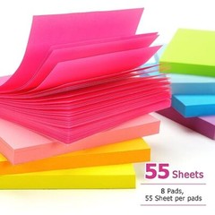 Sticky Notes 8 Bright Color 8 Pads Self-Stick Notes 3 in x 3 8 Pads 60sheets