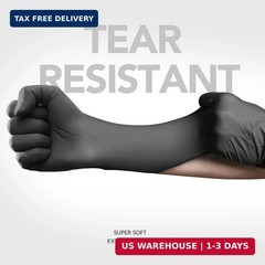 Medguy Nitrile Disposable Gloves, 4 Mil Black Powder-Free Latex-Free Food-Safe G