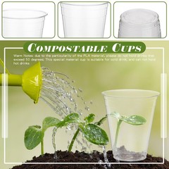 100 Pcs Clear Commercially Cold Cups Disposable Party Cups Plant Based Drinki…