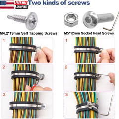50PCS 3/8 Inch Cable Clamps 304 Stainless Steel Rubber Cushion Insulated Wire Cl