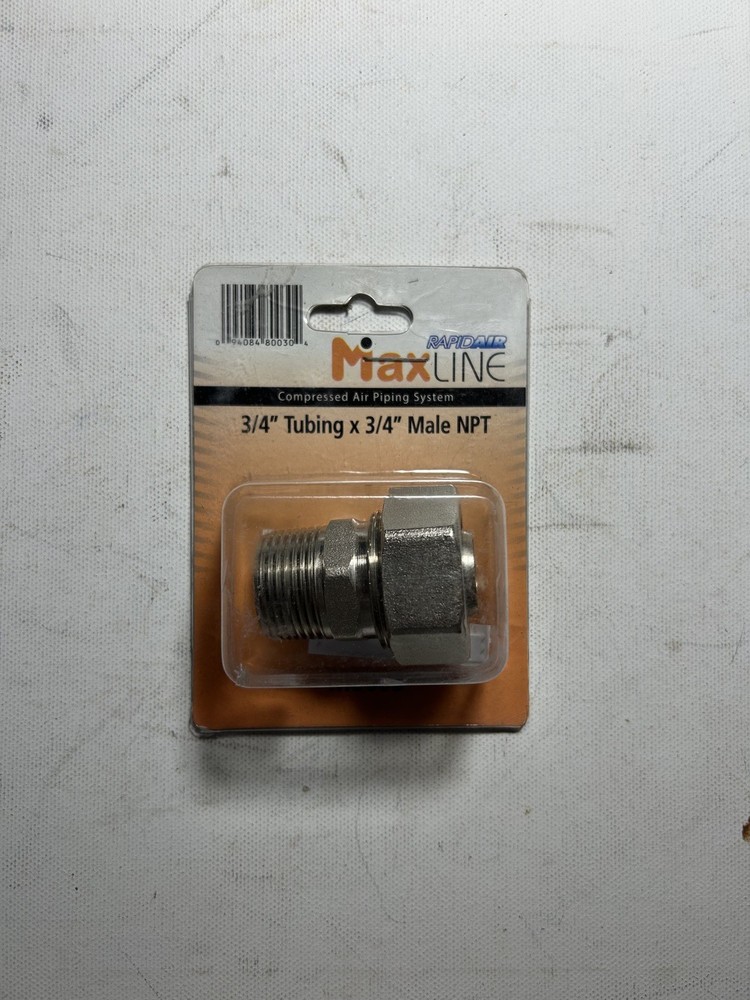Maxline M8003 Straight Fitting for 3/4-Inch Tubing with 3/4-Inch Male NPT Thread