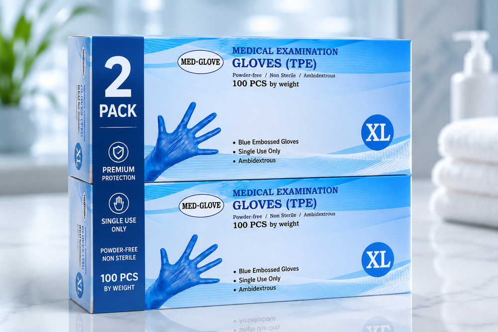 MED-GLOVE Medical Examination Gloves(TPE) , XL- 2 Boxes of 100