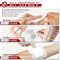 EVERLIT CARE Wound Closure Kit | For Up to 6″ Cuts & Lacerations, Transparent
