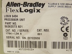 Allen Bradley 1794-L34 A Flex Logix 5434 Processor Unit 24VDC F/W REV 8.12