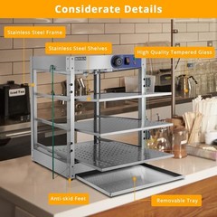 3-Tier Food Warmer Countertop,Commercial Warm for Food Pizza Warmer Display Case