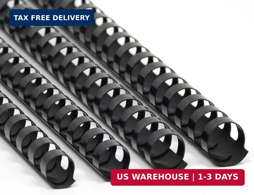 Rayson CR16202225BK Plastic Binding Combs 5/8 in. 13/16in, 7/8in, 1in, 19-Ring L