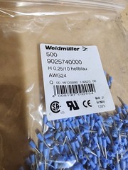 500pcs Weidmüller 9025740000 Wire Ferrule 24 AWG, 0.25 mm², 6 mm, Blue Ferrules