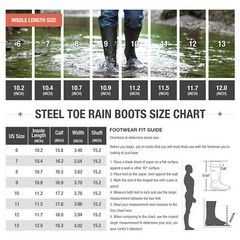 HISEA Men Waterproof Steel Toe Rain Boots Knee Hign Industrial Safety Work Boots