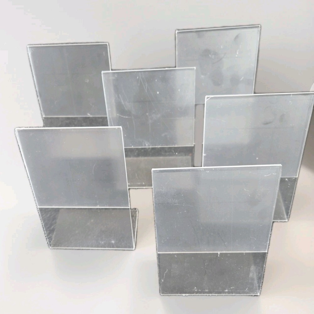 Dazzling Displays 6 Pack!! Acrylic 4″ x 6″ Slanted Sign Holders