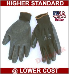 144 Pair Polyester Work Gloves Black Latex Coating S,M,L,XL Industrial Warehouse