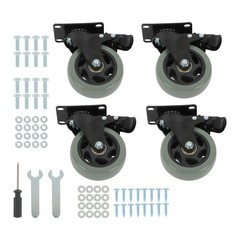4 Pcs 4 Inch Grey Swivel Caster Wheels Heavy Duty With Safety Brake 2200Lbs
