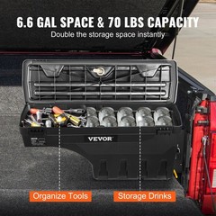 Truck Bed Storage Box, Lockable with Password Padlock, 6.6 Gal/25 L ABS Wheel We