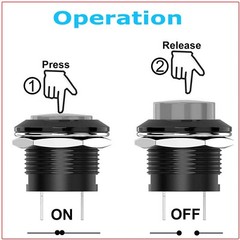 10 PCS 16mm Push Button Switch Non-Lock Momentary Open Round 2 Pins Metal