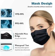 10/50/100 PCS Black Disposable Face Mask Non Medical 3-Ply Earloop Dust Cover