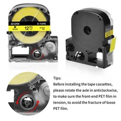 3x EPSON Tape Cartridge Strong Adhesive 12mm Transparent Label/Black SC12YW