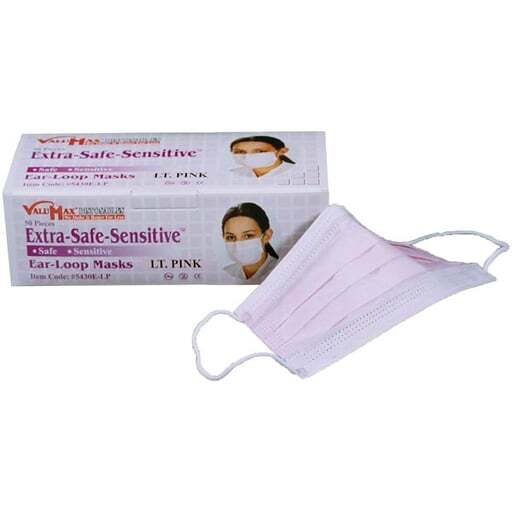 Extra-Safe Sensitive Earloop Mask – Light Pink, PFE 99.7% at 0.1 micron and BFE