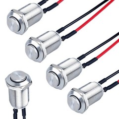 5 pcs 12mm Round Small Momentary Push Button Switch Waterproof Stainless Steel