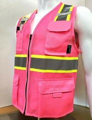 Two Tone High Visibility Pink Safety Vest Size Small – 5XL