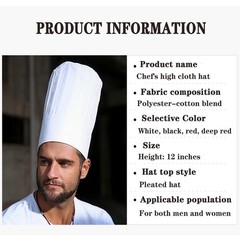 White Chef Hat for Men Women Adults,Elastic Band Adjustable Cotton Chefs Hat …