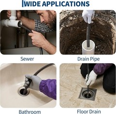 120 ft x 6/5 in Electric Drain Cleaner Machine with Auto Feed & 6 Cutters 1100W