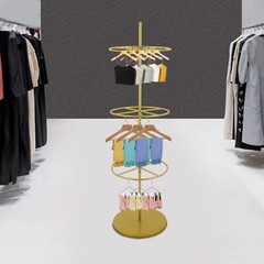 3-Tier Rotatable Round Display Rack for Clothing – Metal Clothes Organizer