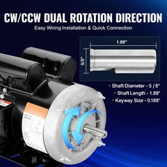 Uimoso 1.5HP Electric Motor 3450RPM AC115V/230V 56 Frame 1-Phase 5/8″ Shaft