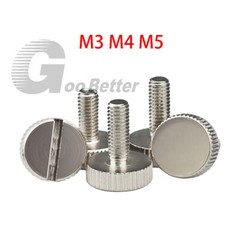 Knurled Thumb Screws Slotted M3/M4/M5 Flat Head Hand Grip Knob Slot Drive Bolts